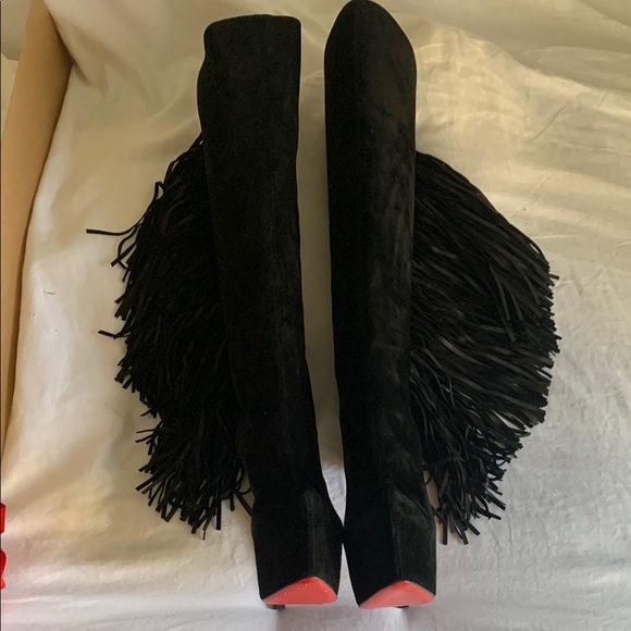 Christian Louboutin Black Fringe Boots - Picture 4 of 16